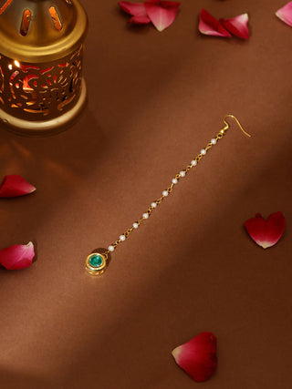 Ruby Raang Green Meenakari Kundan Maang Tikka