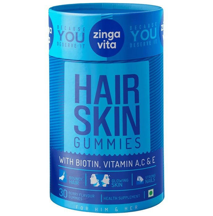 Zingavita Hair Skin Gummies with Biotin, Vitamin A C & E - Distacart