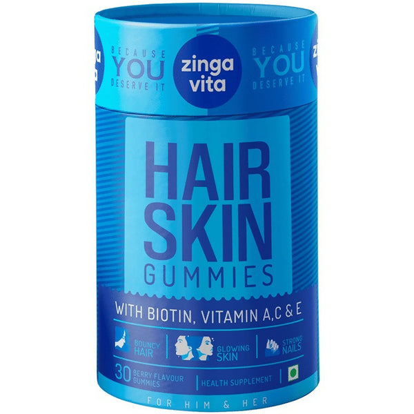 Zingavita Hair Skin Gummies with Biotin, Vitamin A C & E - Distacart