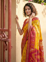 Thumbnail for Astita Yellow Pochampally Silk Saree - Distacart