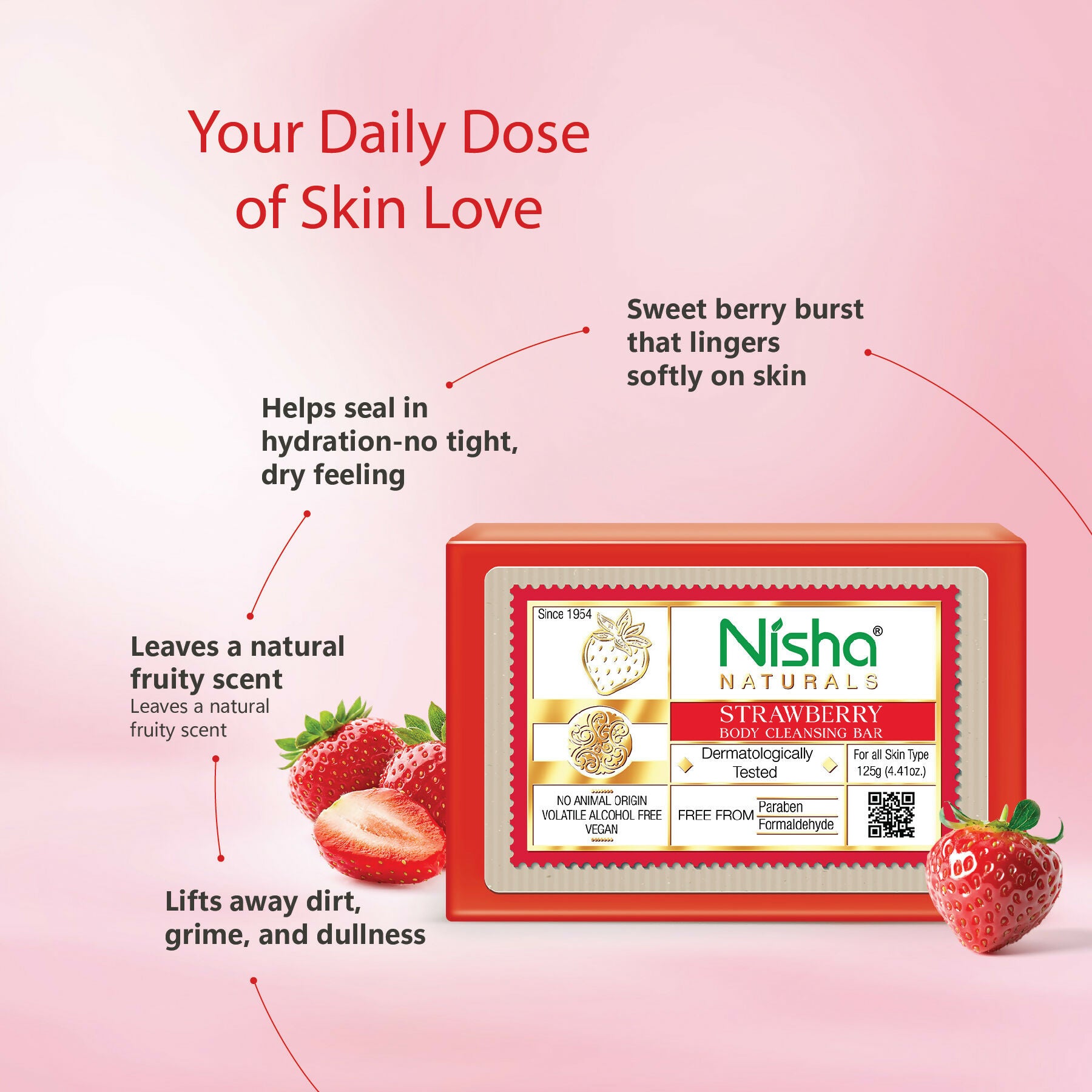 Nisha Strawberry Body Cleansing Soap Bar - Distacart
