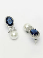 Thumbnail for NVR Women's Silver-Plated Blue American Diamond Studded Handcrafted Jewellery Set - Distacart