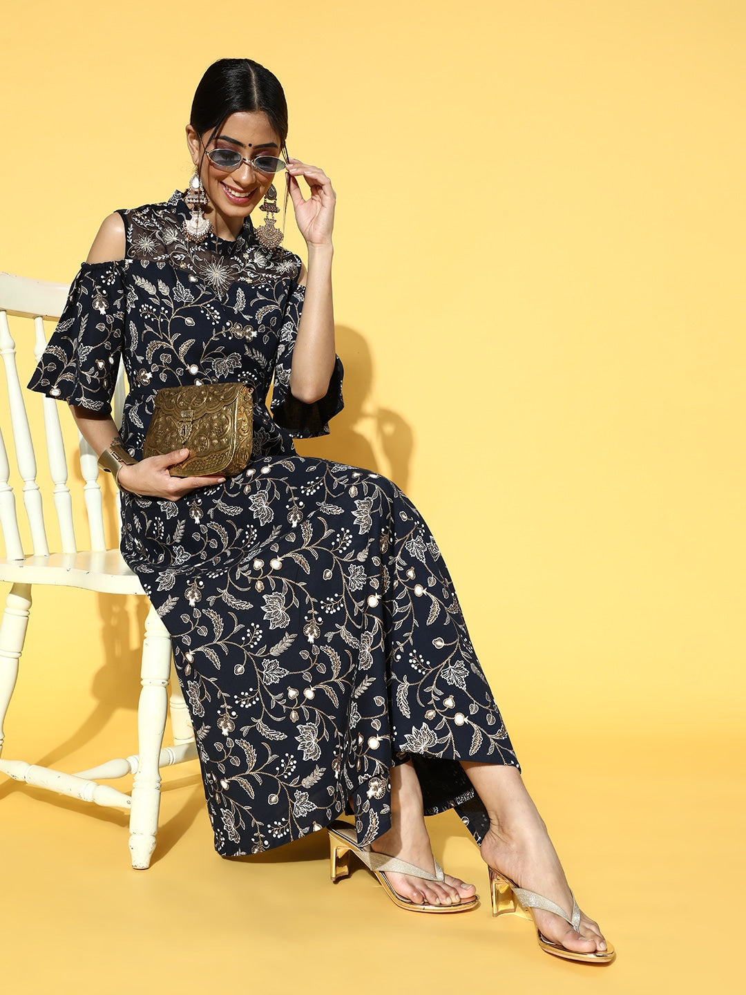 Yufta Deep Navy Blue Dress - Distacart