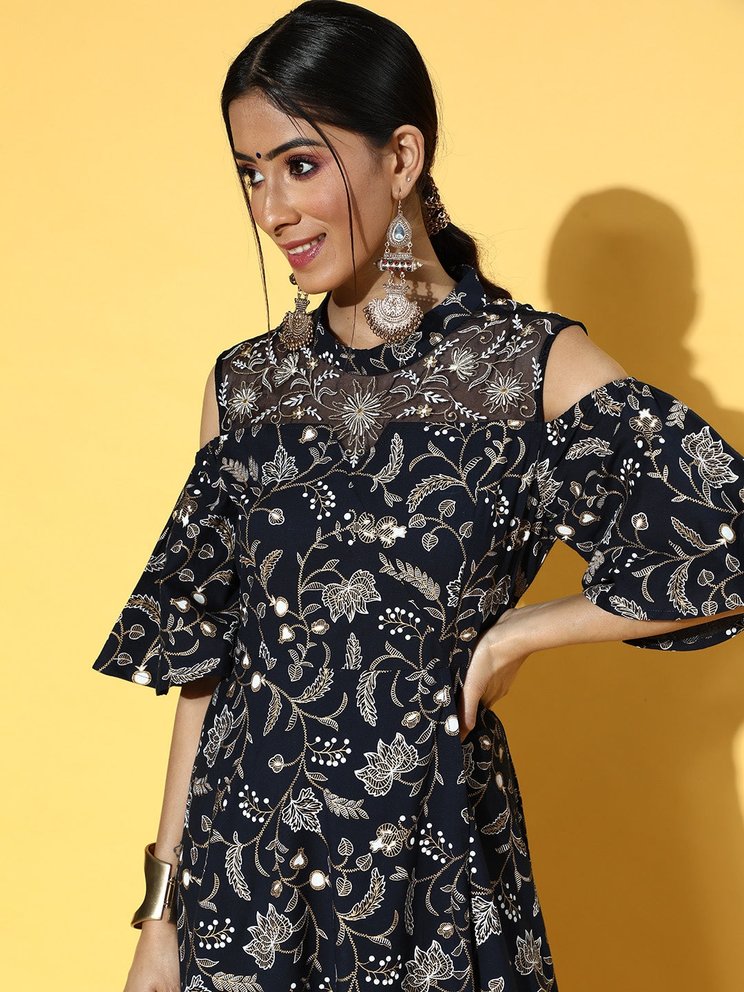 Yufta Deep Navy Blue Dress - Distacart