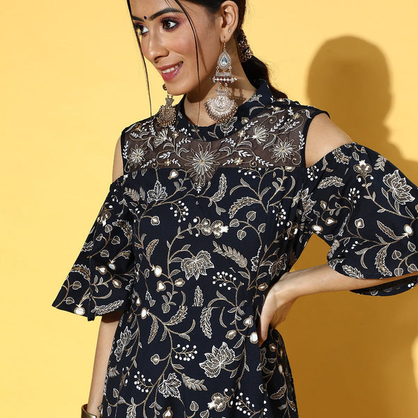 Yufta Deep Navy Blue Dress - Distacart
