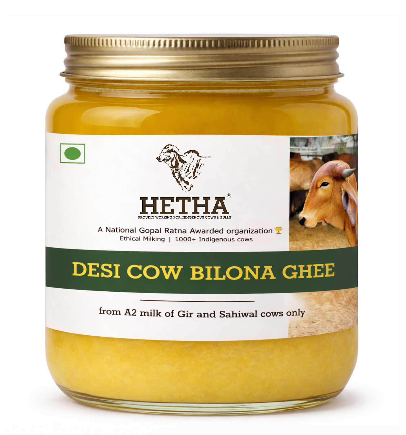 Hetha Desi Cow A2 cultured Bilona Ghee / A2 Ghee | Premium A2 Desi Ghee | Cultured Cow Pure Ghee