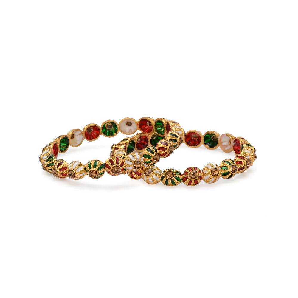 Afast Designer Fancy Party Bangle/ Kada Set, Multi, Metal, Pack Of 2 - Distacart