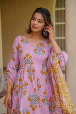 Thumbnail for Aayaa Multi Cotton Silk Designer Full Flaired Printed Kurta Set with Dupatta - Dista