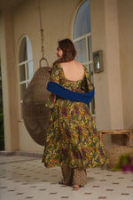 Thumbnail for Aayaa Multi Cotton Silk Designer Full Flaired Printed Kurta Set with Dupatta - Dista