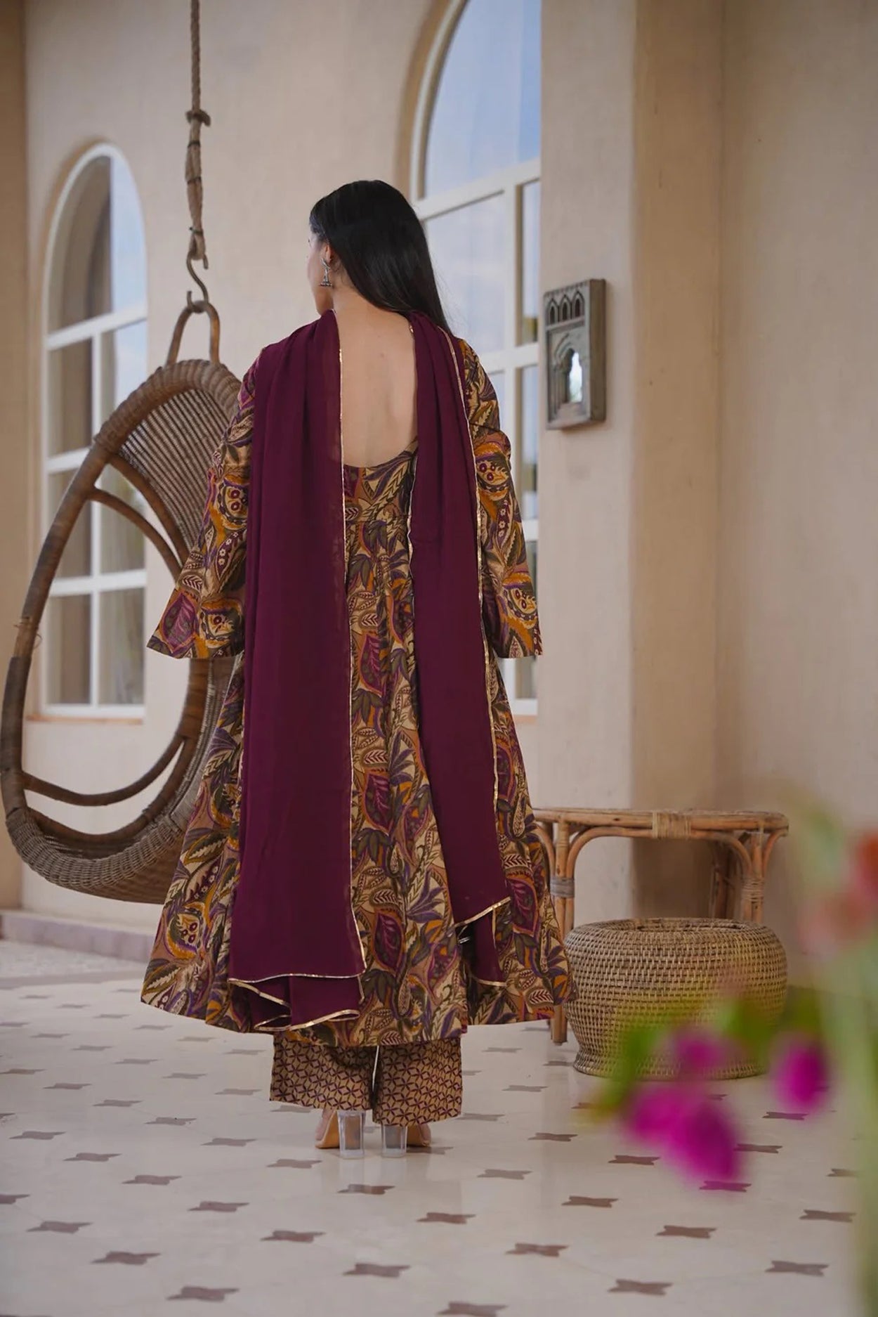 Aayaa Multi Cotton Silk Designer Full Flaired Printed Kurta Set with Dupatta - Dista