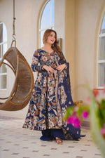 Thumbnail for Aayaa Multi Cotton Silk Designer Full Flaired Printed Kurta Set with Dupatta - Dista