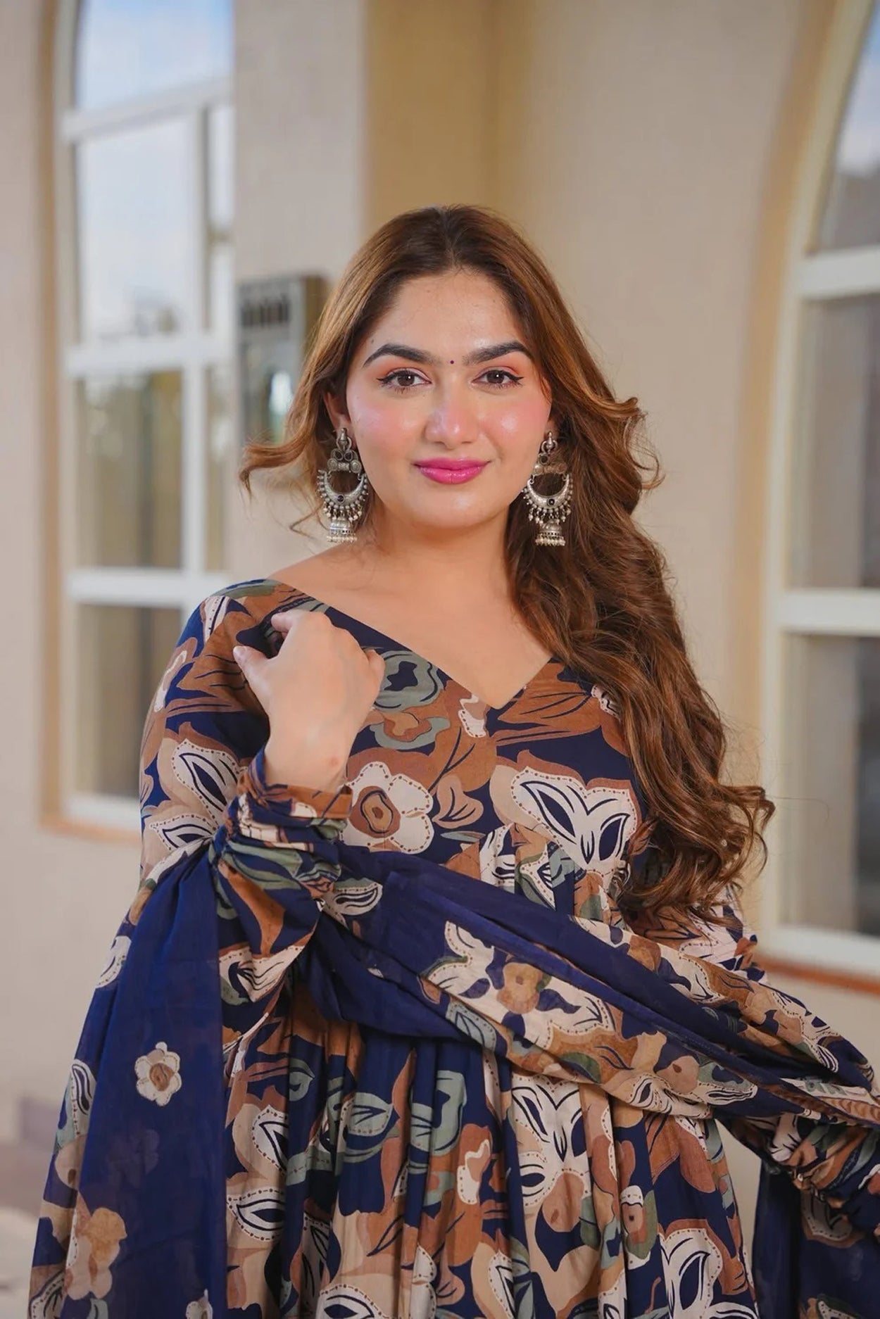 Aayaa Multi Cotton Silk Designer Full Flaired Printed Kurta Set with Dupatta - Dista