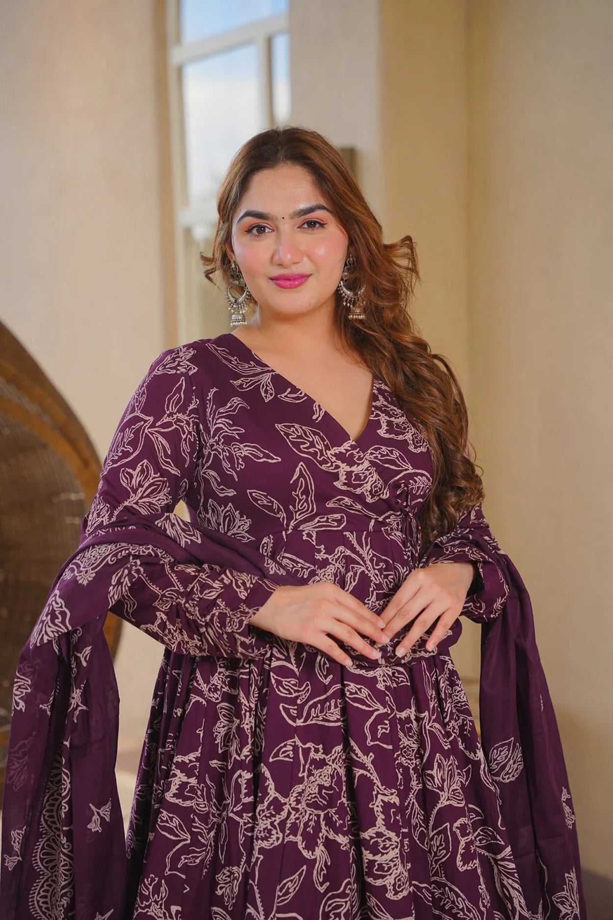 Aayaa Multi Cotton Silk Designer Full Flaired Printed Kurta Set with Dupatta - Dista