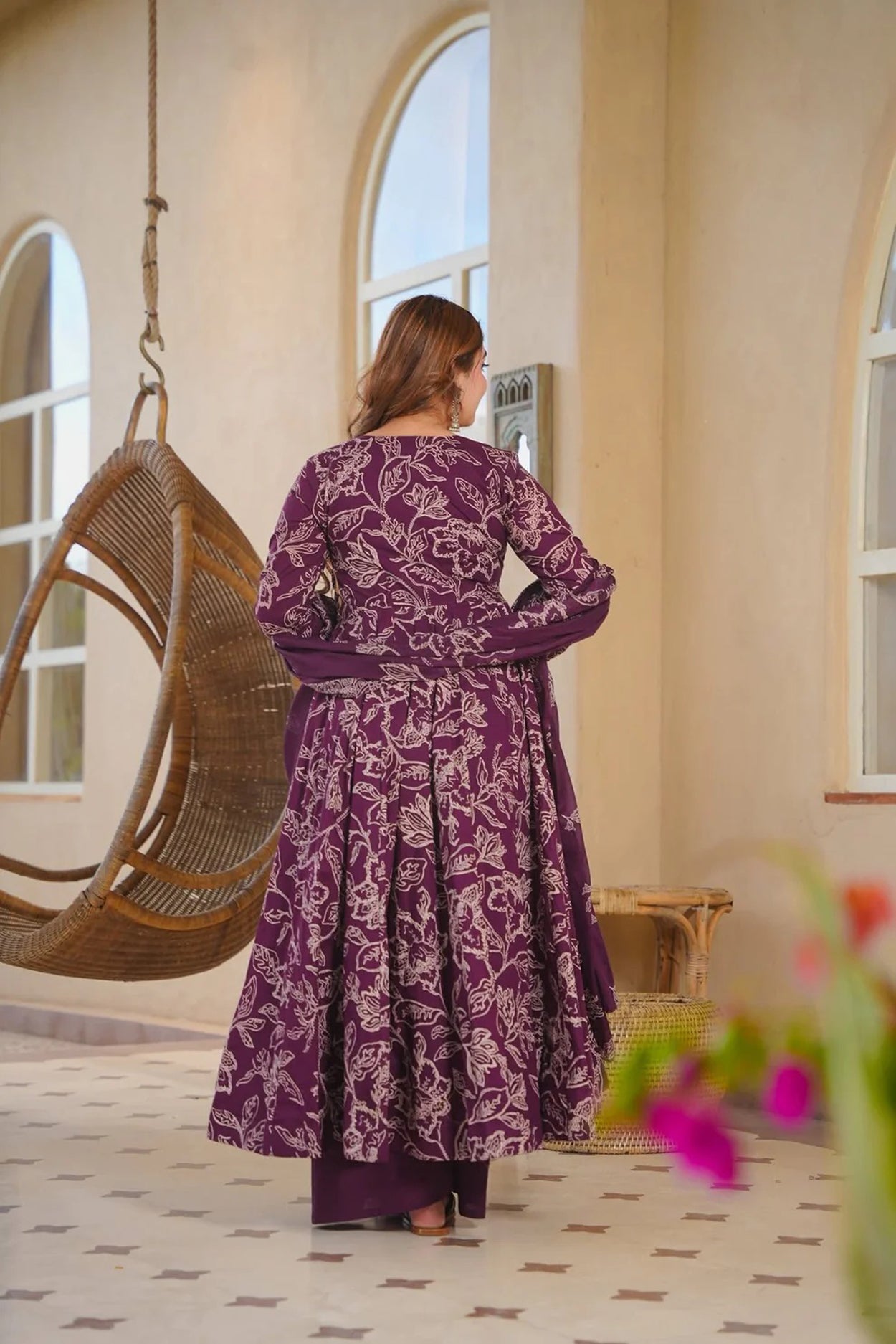 Aayaa Multi Cotton Silk Designer Full Flaired Printed Kurta Set with Dupatta - Dista