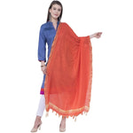 Thumbnail for A R SILK Orange Color Golden border Cotton Dupattas & Chunnis