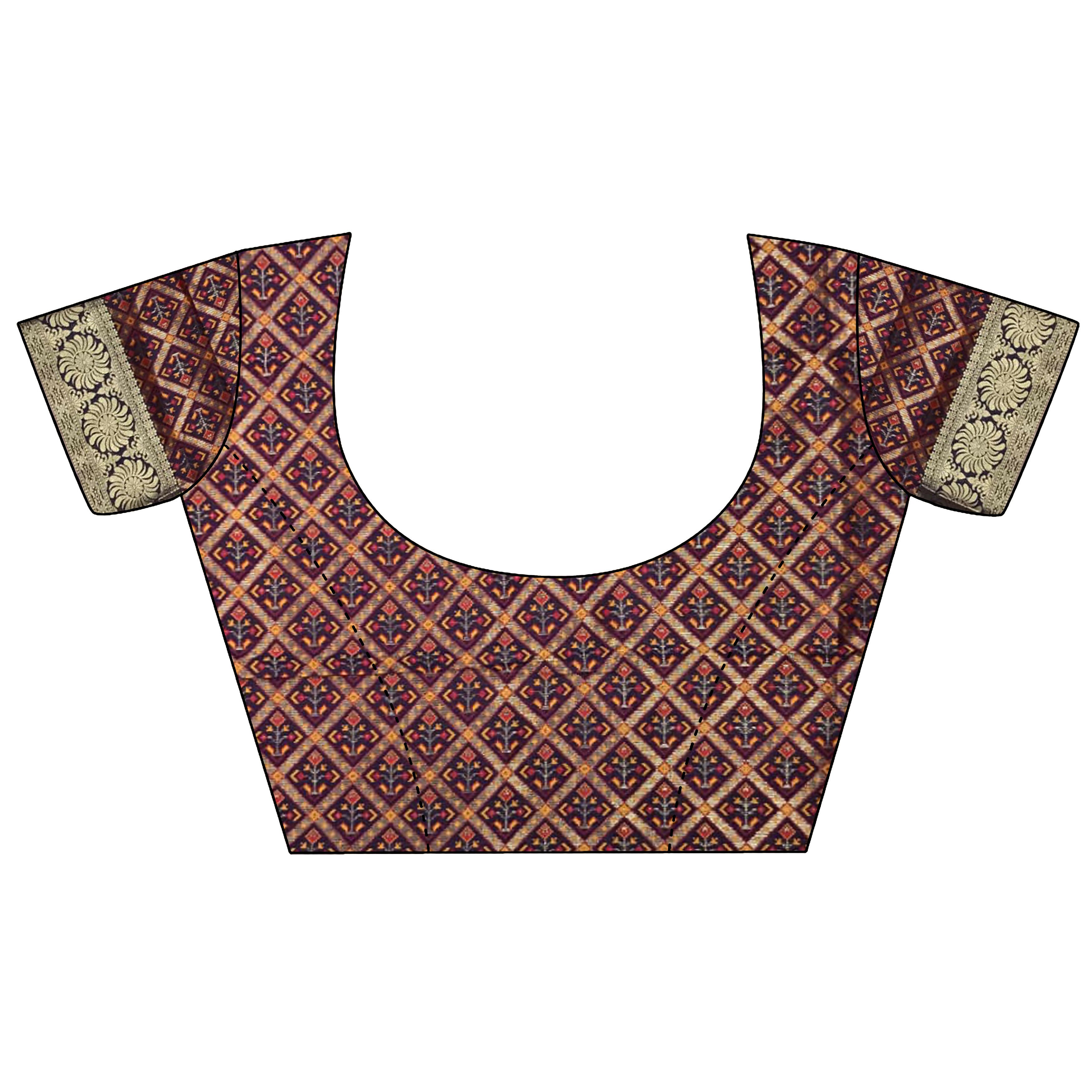 Joban Fashion Red Banarasi Cotton Silk Woven Saree