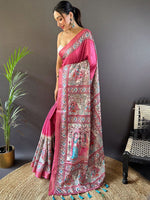 Thumbnail for Mitera Kalamkari Printed Tussar Saree - Distacart
