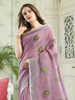 Thumbnail for Astita Linen Light Purple Saree