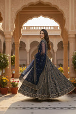 Thumbnail for Lehenga Mart Designer Indian Wedding Lehenga Choli-Blue - Distacart