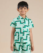 Thumbnail for Snakes and Ladders Boys Green Table Print Shirt from Siblings Collection - Distacart