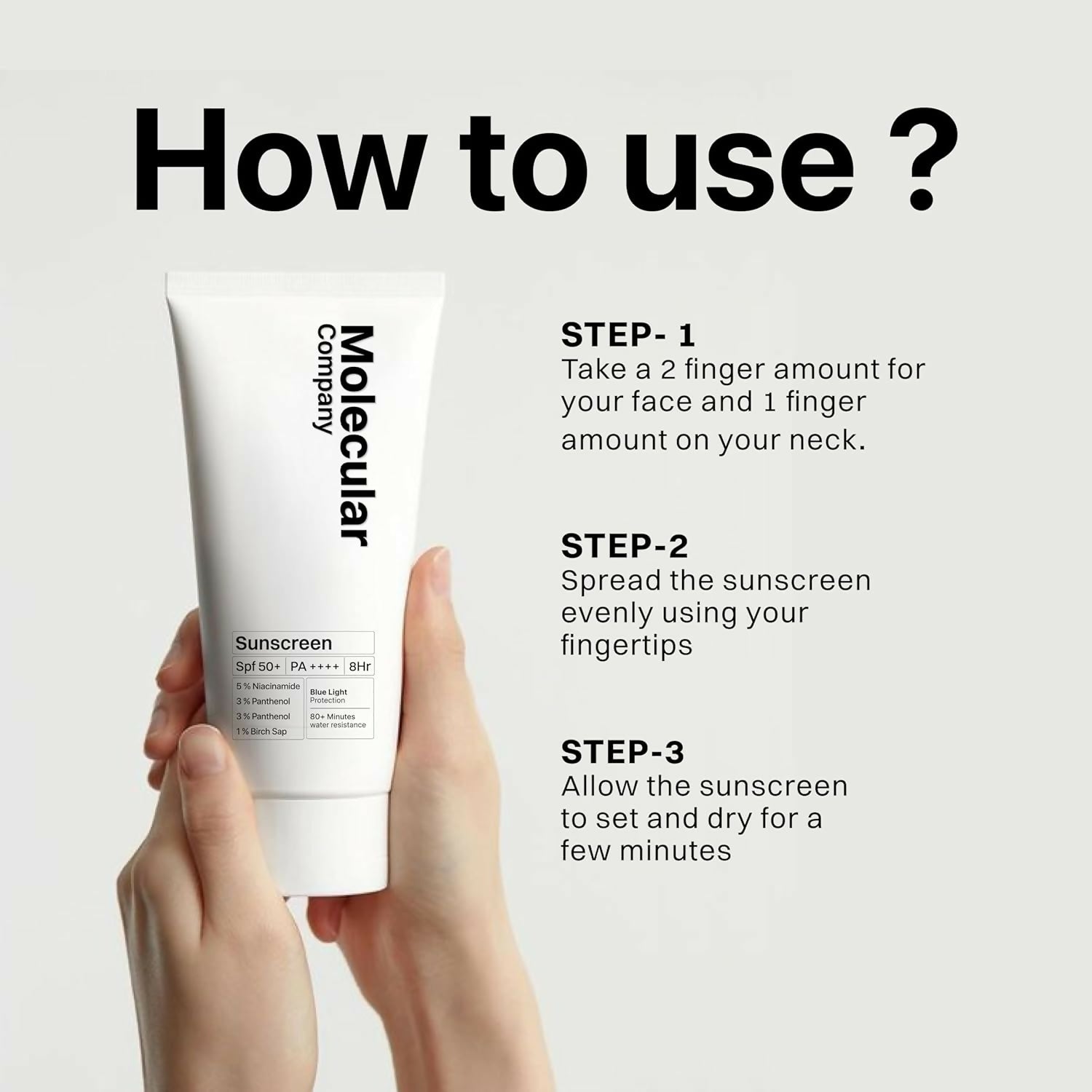Molecular Company SPF 50+ Pa++++ 5% Niacinamide 3% Panthenol Sunscreen - Distacart