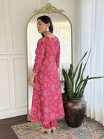 Thumbnail for The52 Women's Beautiful Rayon Fabric Printed Work Flared Kurta Pant and Dupatta Set - Distacart