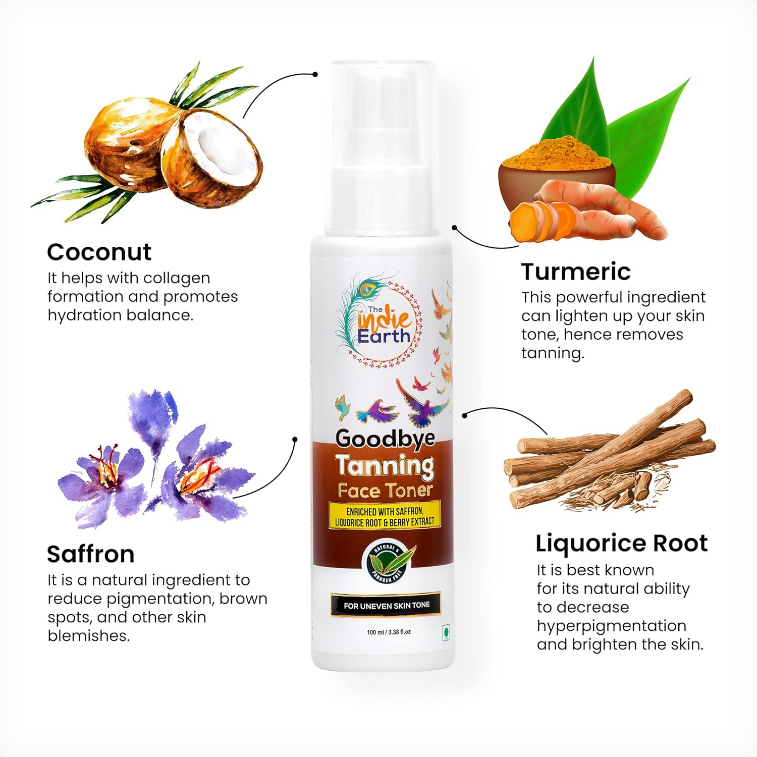 The Indie Earth Goodbye Tanning (Skin Brightening) Face Toner - Distacart