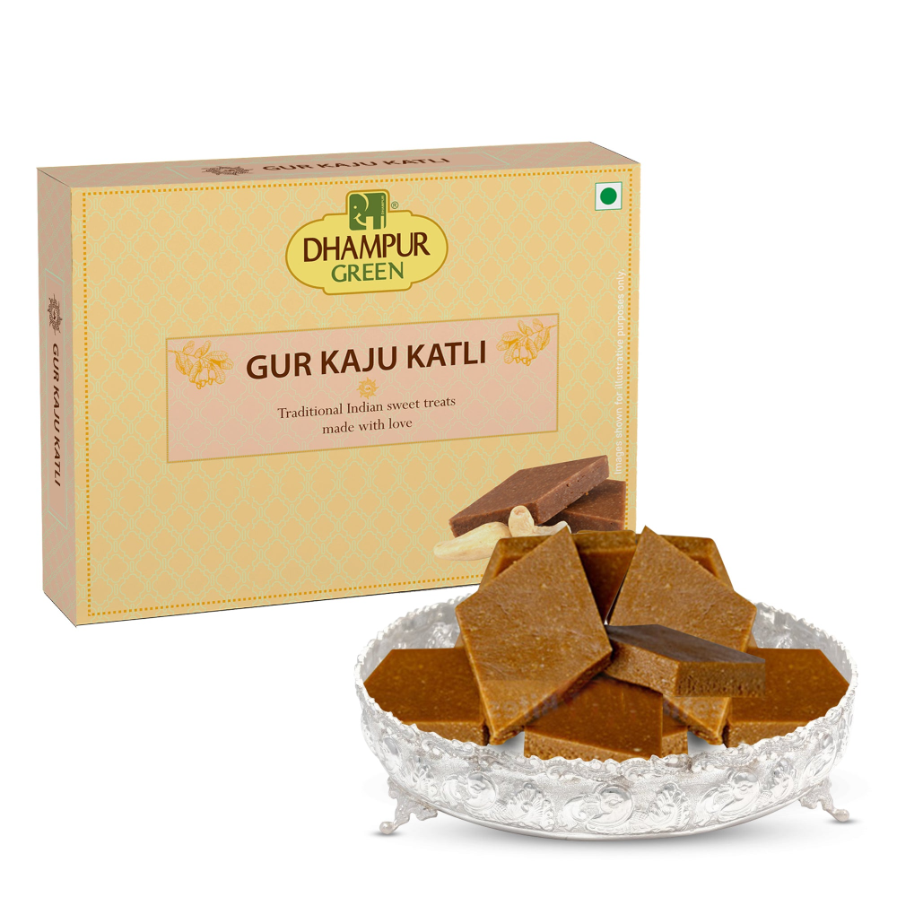 Dhampur Green Gur Kaju Katli - Distacart