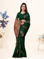 Thumbnail for Vedant Vastram Litchi Silk Designer Banarasi Saree - Bottle Green - Distacart