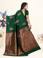 Thumbnail for Vedant Vastram Litchi Silk Designer Banarasi Saree - Bottle Green - Distacart