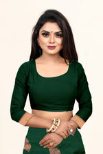 Thumbnail for Vedant Vastram Litchi Silk Designer Banarasi Saree - Bottle Green - Distacart