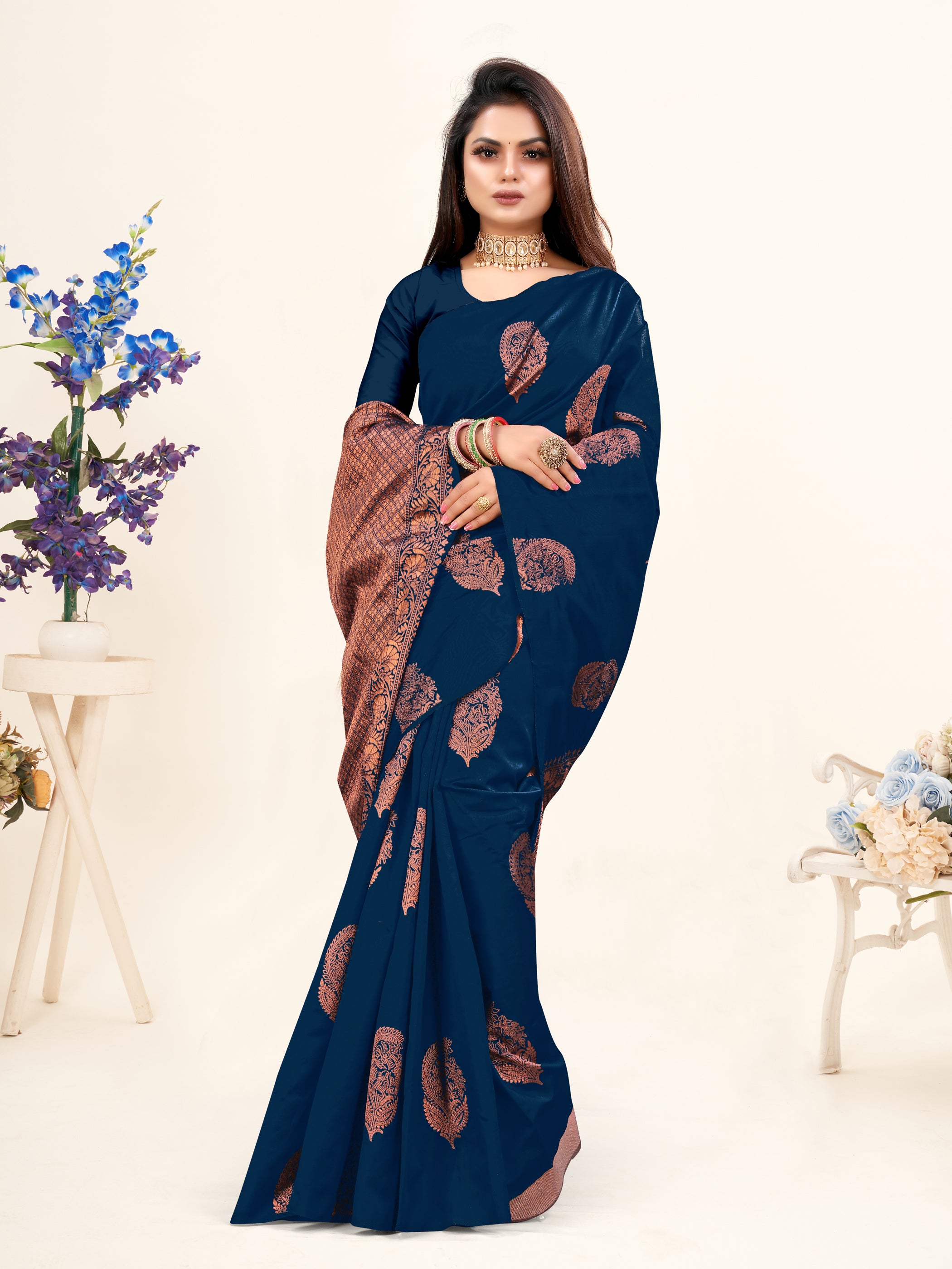 Vedant Vastram Litchi Silk Designer Banarasi Saree - Morpich Morpich - Distacart