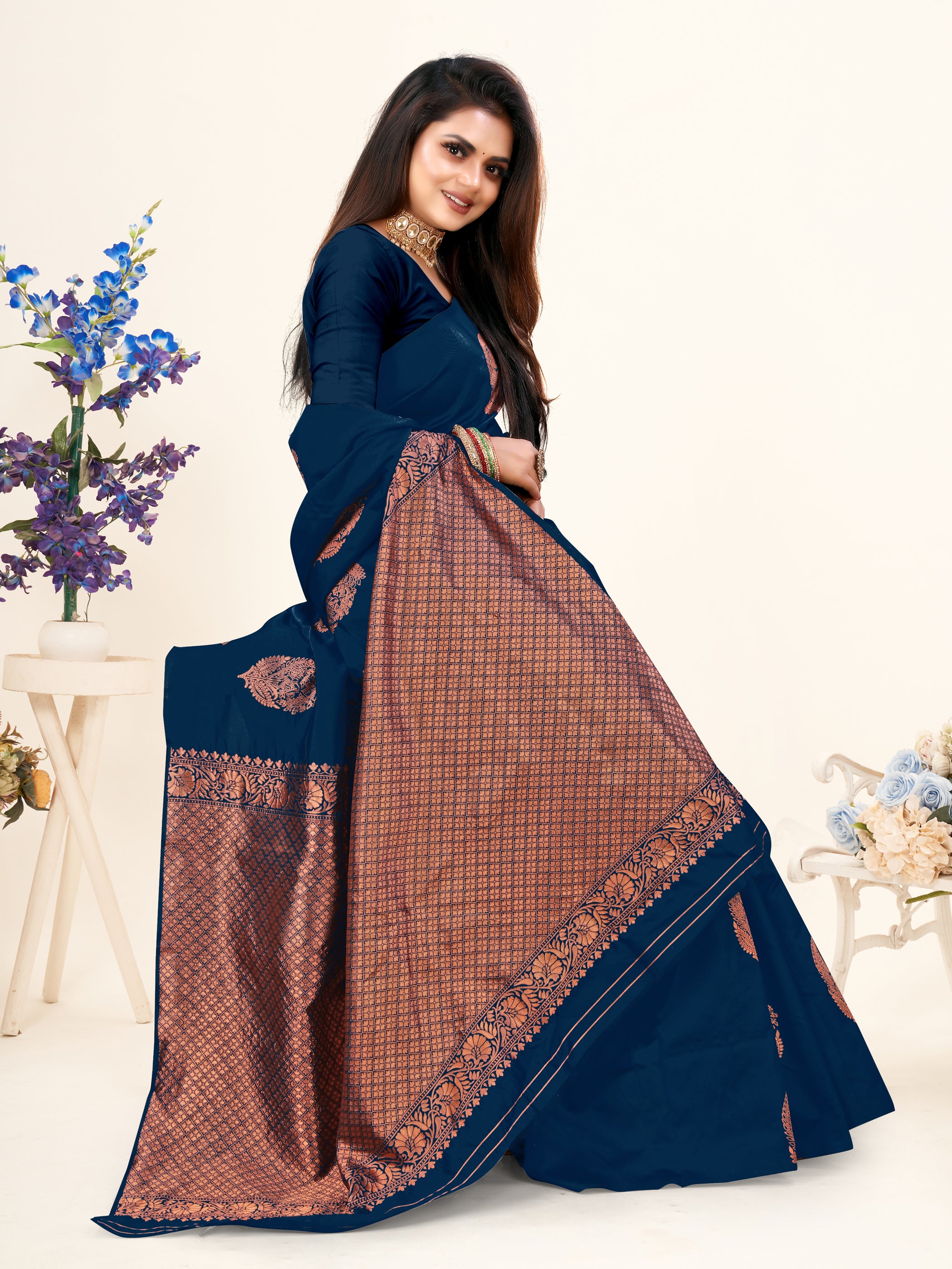 Vedant Vastram Litchi Silk Designer Banarasi Saree - Morpich Morpich - Distacart