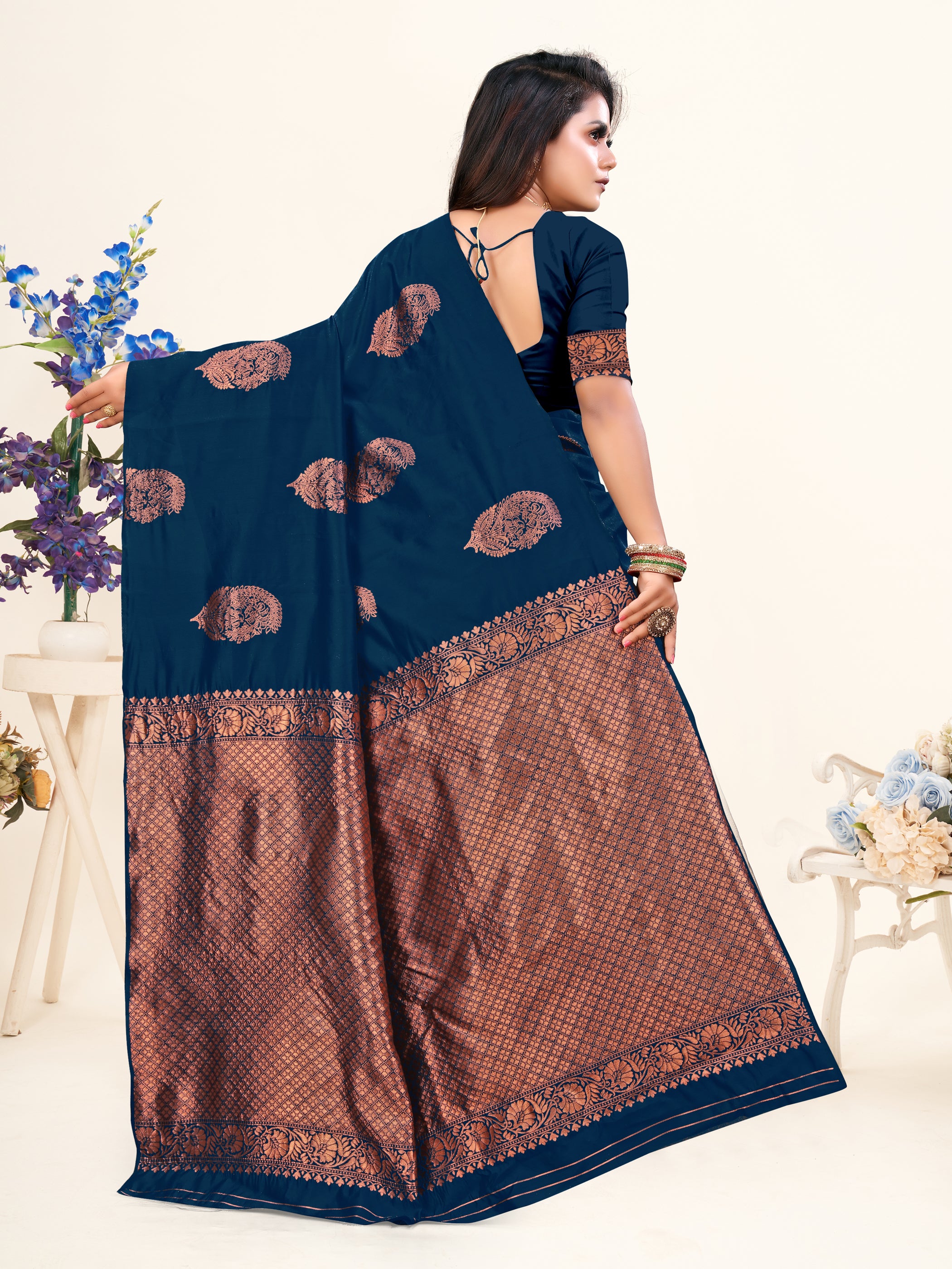 Vedant Vastram Litchi Silk Designer Banarasi Saree - Morpich Morpich - Distacart