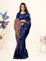 Thumbnail for Vedant Vastram Litchi Silk Designer Banarasi Saree - Navy - Distacart