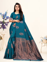 Thumbnail for Vedant Vastram Litchi Silk Designer Banarasi Saree - Rama - Distacart
