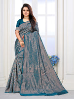 Thumbnail for Vedant Vastram Litchi Silk Designer Banarasi Saree - Rama - Distacart