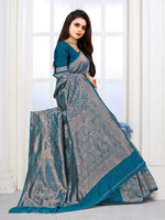 Thumbnail for Vedant Vastram Litchi Silk Designer Banarasi Saree - Rama - Distacart