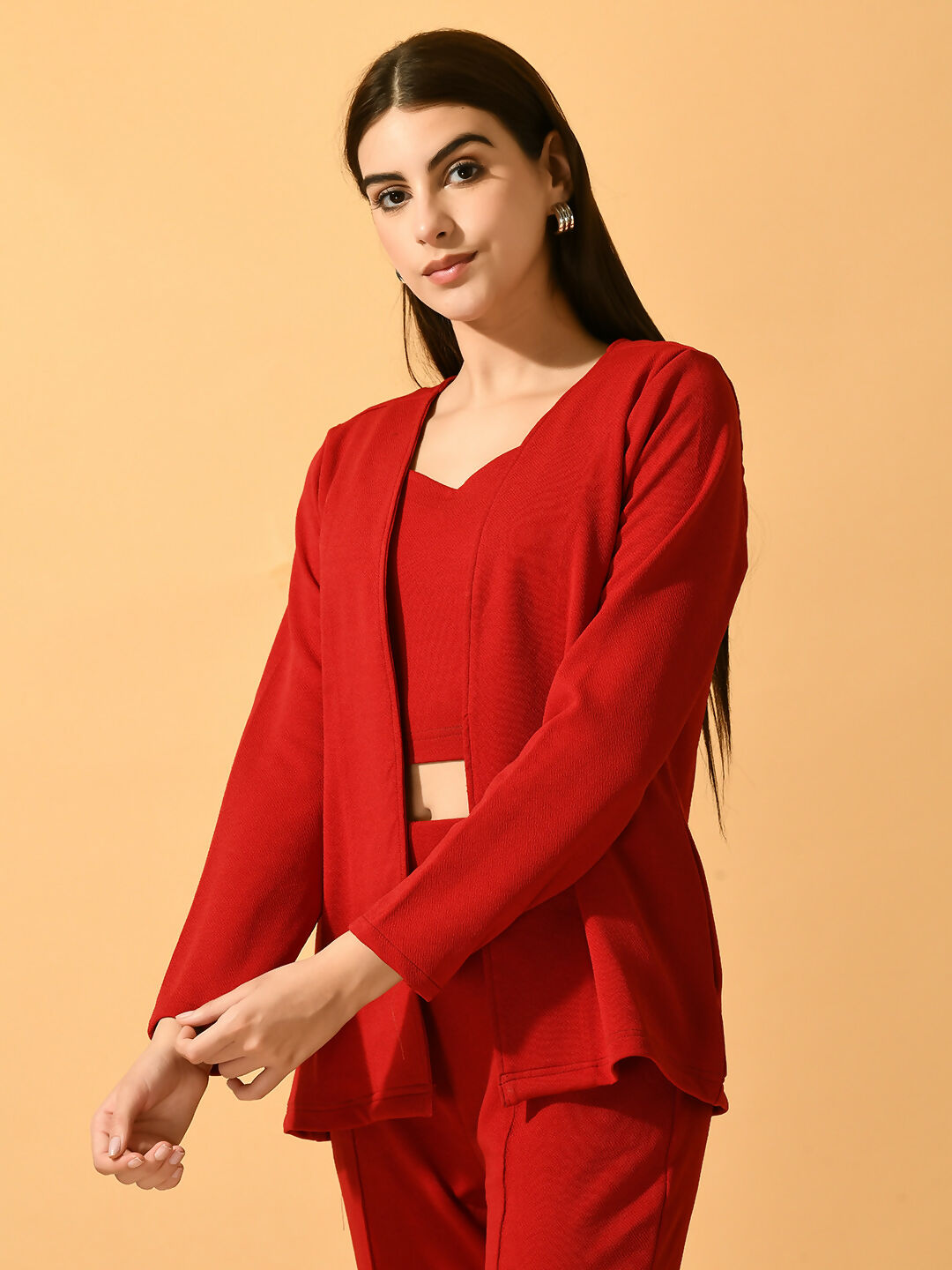 Myshka Women's Red Solid Solid Jacket - Distacart