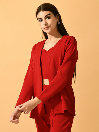 Myshka Women's Red Solid Solid Jacket - Distacart