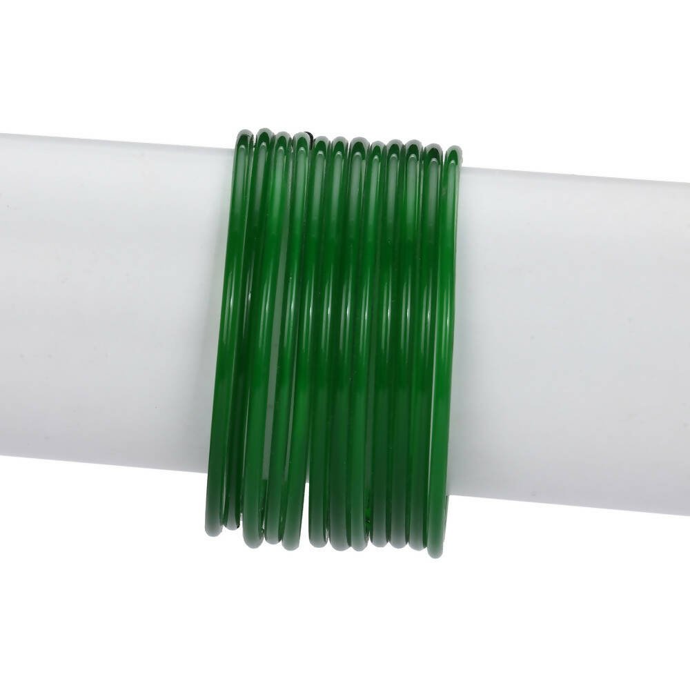 Afast Shining Green Glass Party, Wedding, Daily Use Bangle Set, Pack Of 12 - Distacart