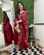 Thumbnail for Divine Drape Women's Viscose Chanderi Embroidered Straight Kurta Pant With Dupatta - Maroon