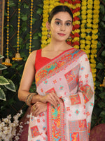 Thumbnail for Astita Linen Cotton White Saree