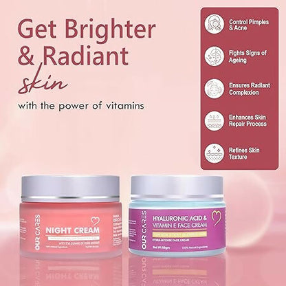 Our Cares Moisturizer With Hyaluronic Acid Vitamin E + Night Cream - Combo - Distacart