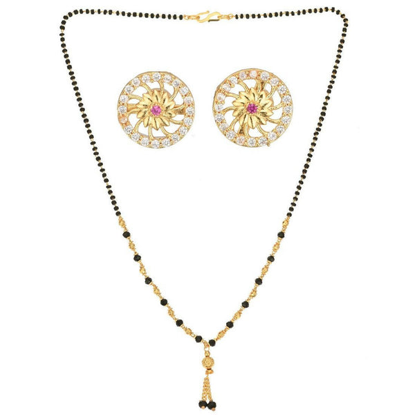AanyaCentric Gold Plated Short Mangalsutra Set with Earrings - Distacart