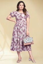 Thumbnail for Preksha Creation New Georgette Floral Print Women Purple Long Gown - Distacart