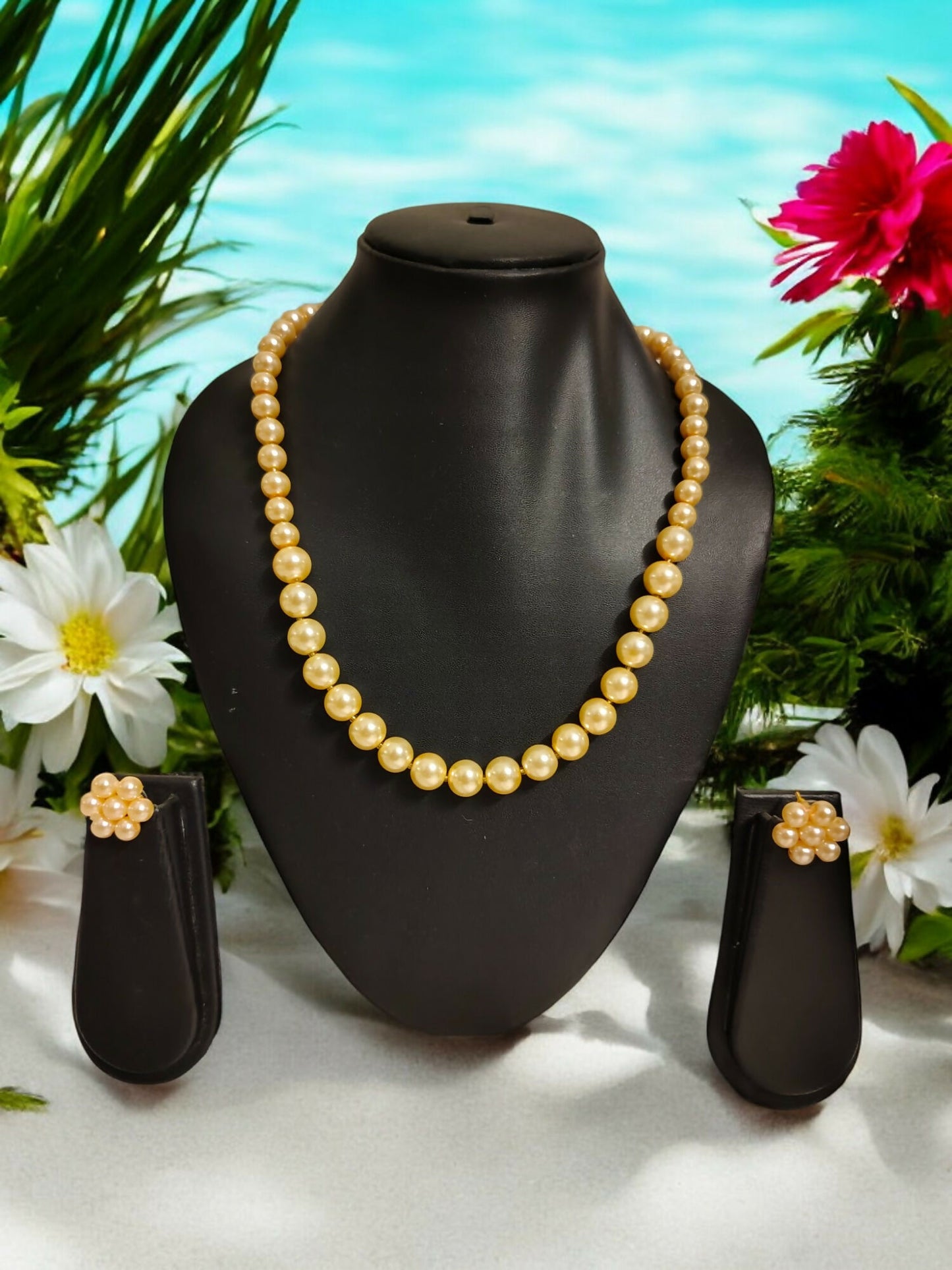 Inhanns Spectrum Everyday Pearl Sets - Single Strand - Beige - Distacart