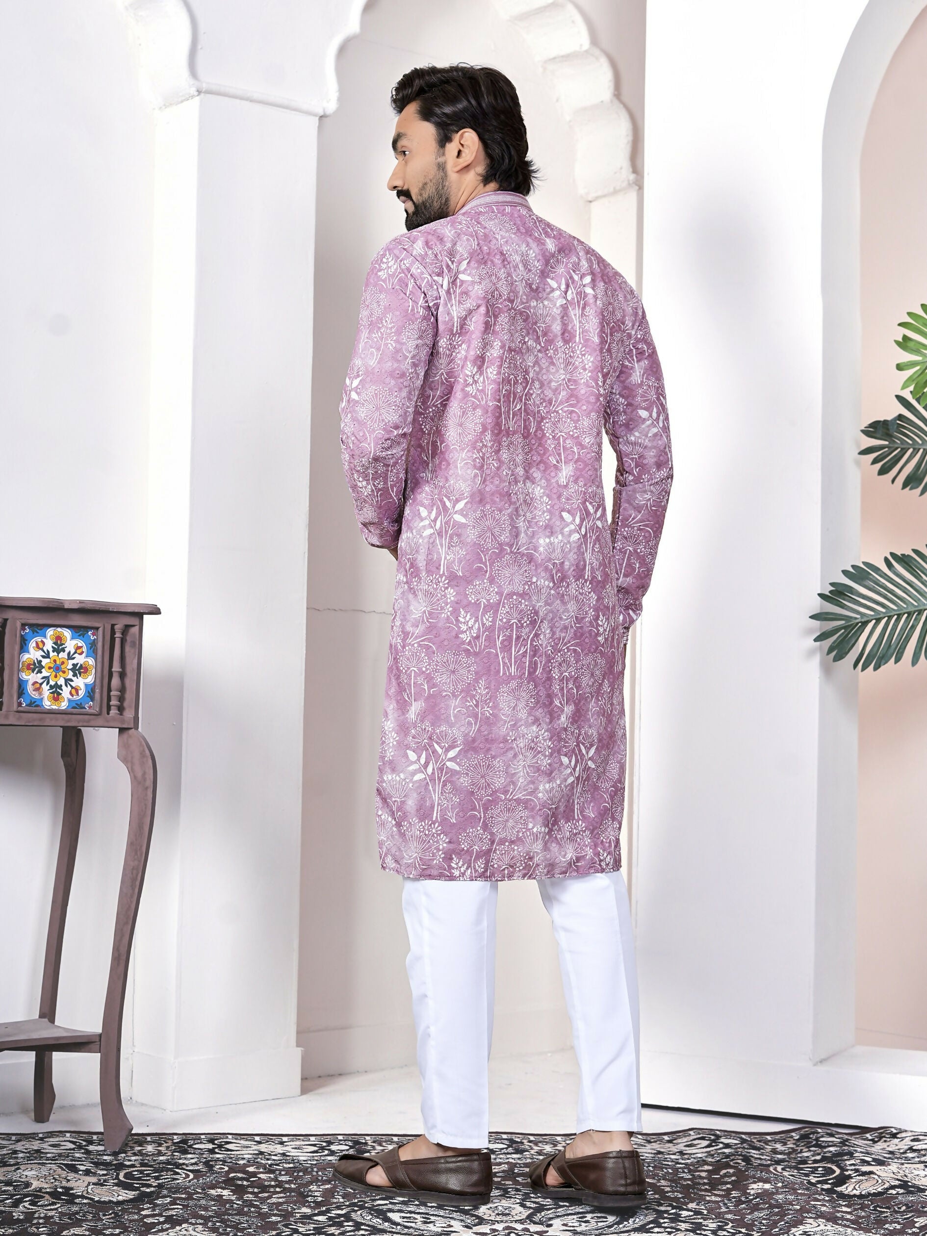 Anaita Purple Digital Printed Work Cotton Straight Kurta - Distacart