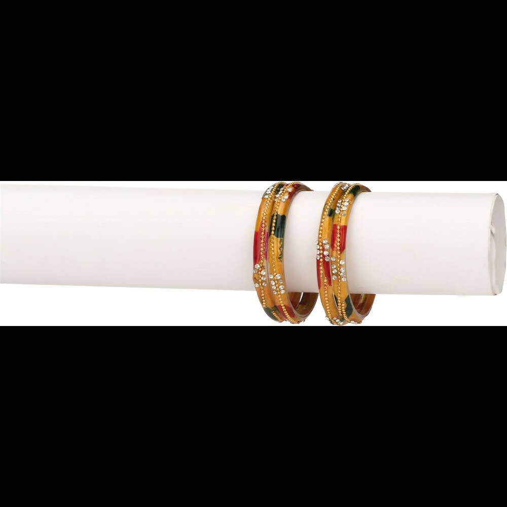 Afast Bridal Wedding & Party Fashionable Colorful Glass Bangle/Kada Set, Pack Of 4 - Multicolor - Distacart