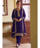 KC Purple Georgette Straight Suit With Heavy Embroidery - Dista